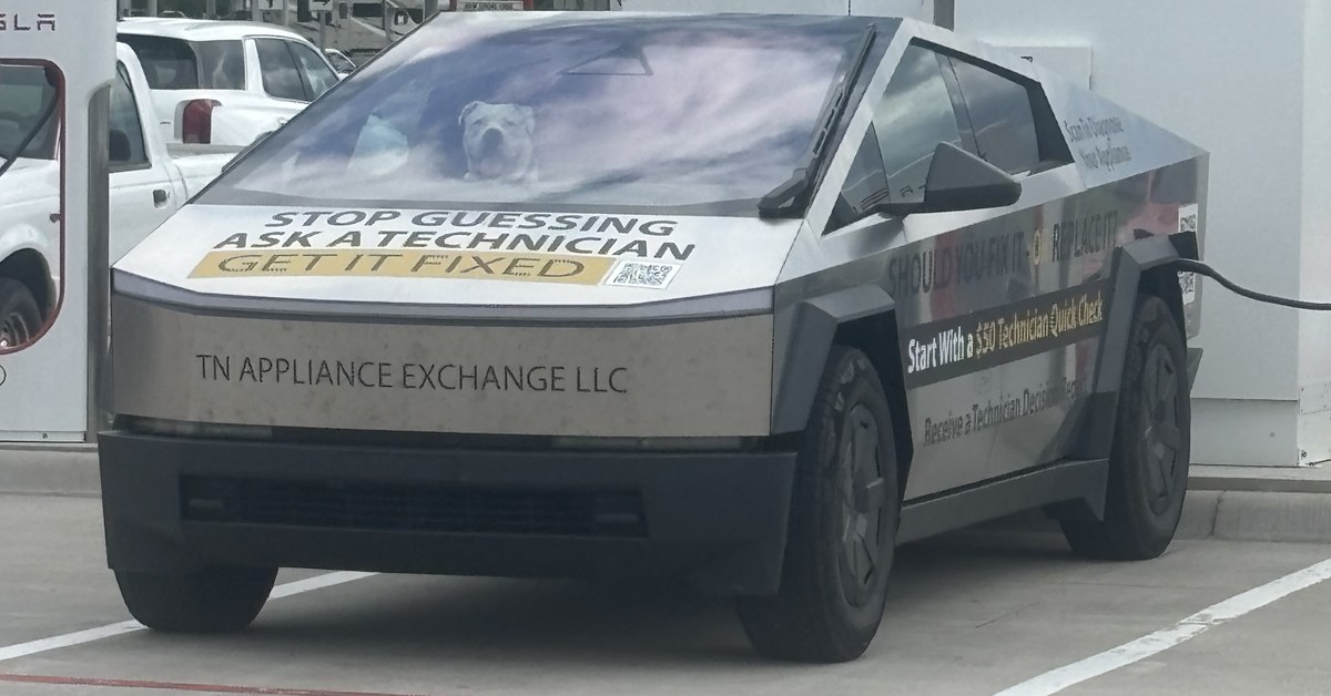 TN Appliance Exchange wrapped truck — Stop guessing, ask a technician, get it fixed